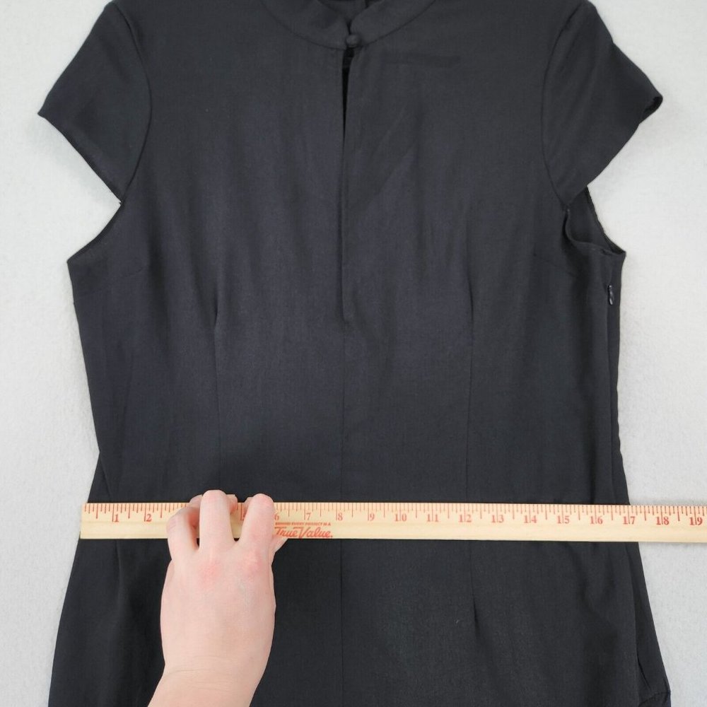 ASOS Dress Womens 10 Black Design A Line Keyhole Front Midi Tea High Neck NEW - Picture 8 of 15